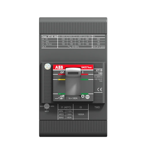 ABB Tmax XT1 MCCB — 160 A Frame, 3/4-Pole (IEC 60947-2)