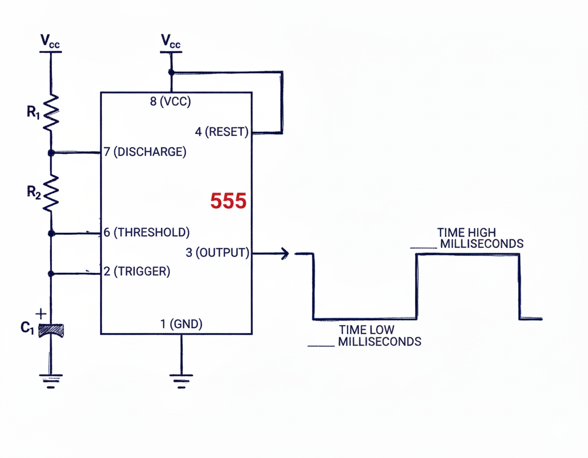 555 timer astable diagram